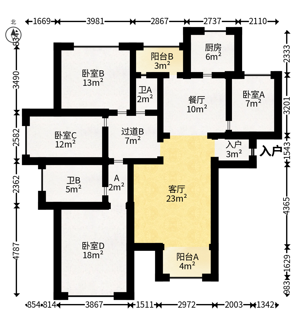 欧莱雅郡  3室2厅2卫   102.00万户型图