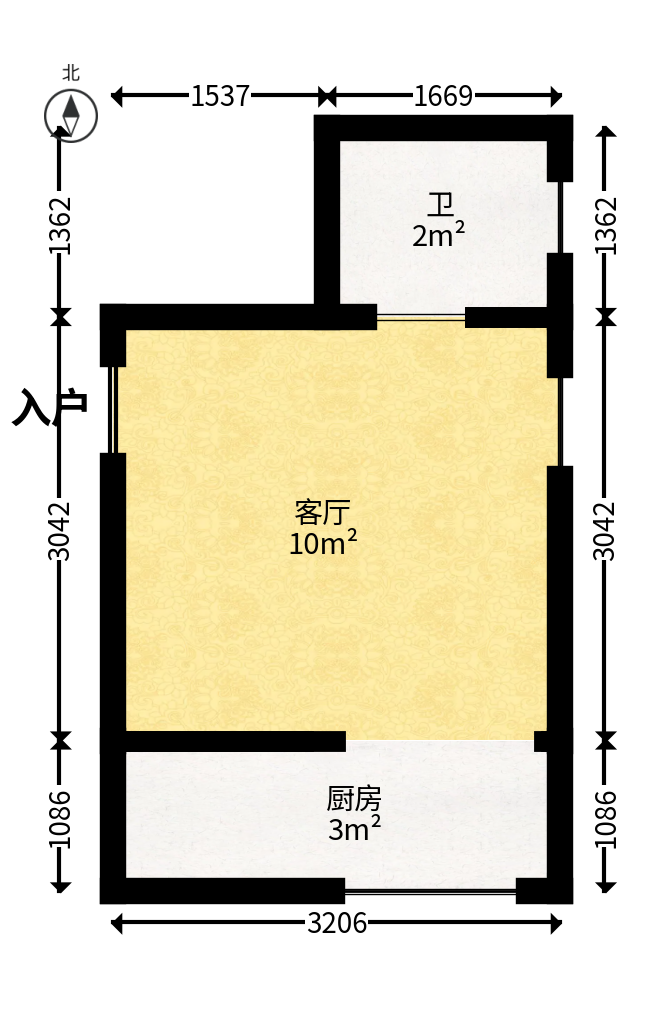 长盛上东区  1室1厅1卫   23.80万户型图