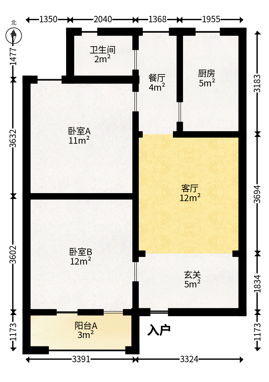 南门口晏家塘社区  2室1厅1卫   61.00万户型图
