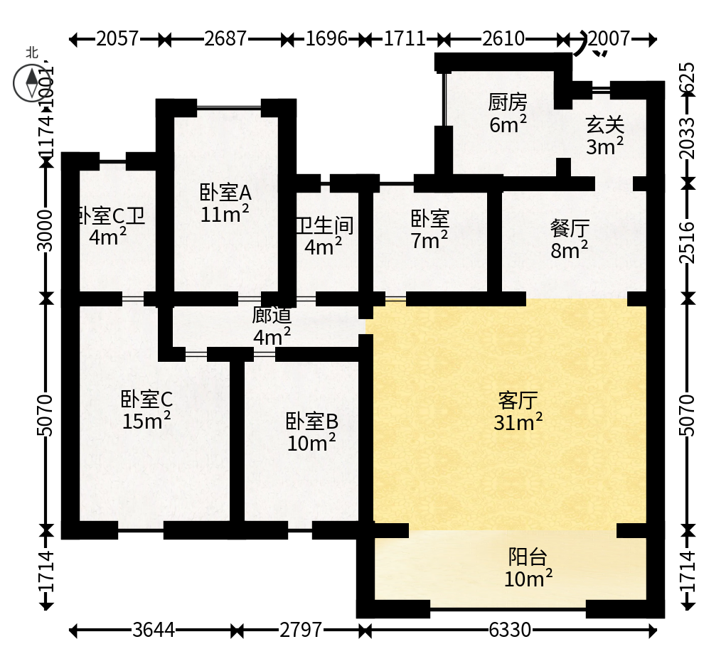华润凯旋门一期  4室2厅2卫   180.00万户型图