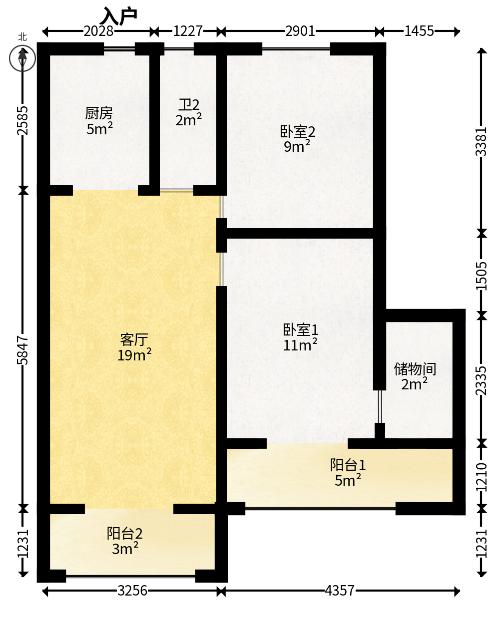 湖开小区（湖南开关厂宿舍）/南大桥社区  3室1厅1卫   40.00万户型图