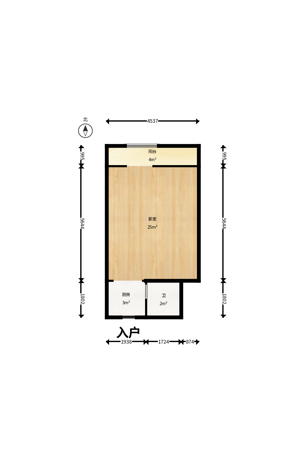 钱隆樽品(一、二、三期)  1室1厅1卫    39.8万户型图