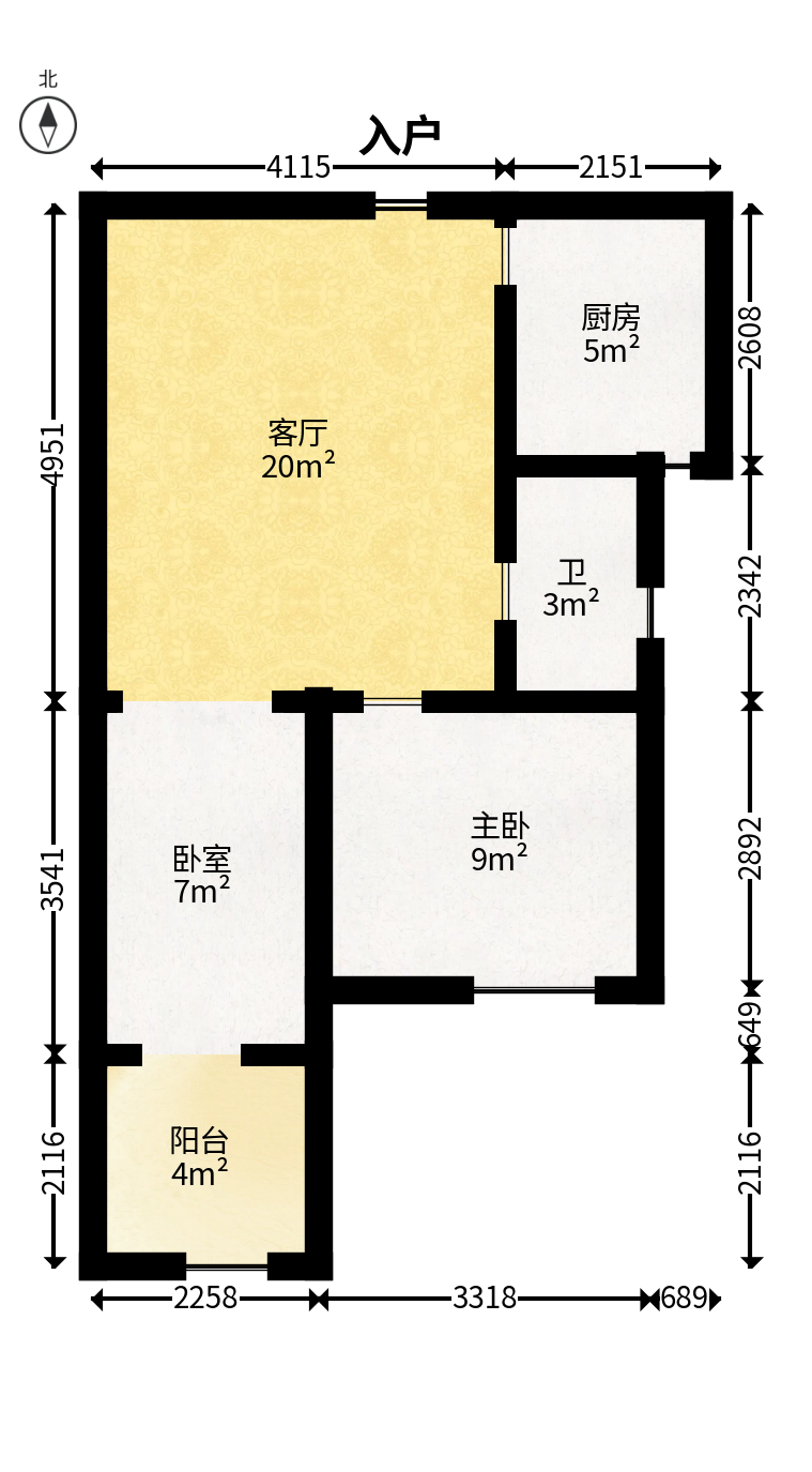 五一华府  2室1厅1卫   65.00万户型图