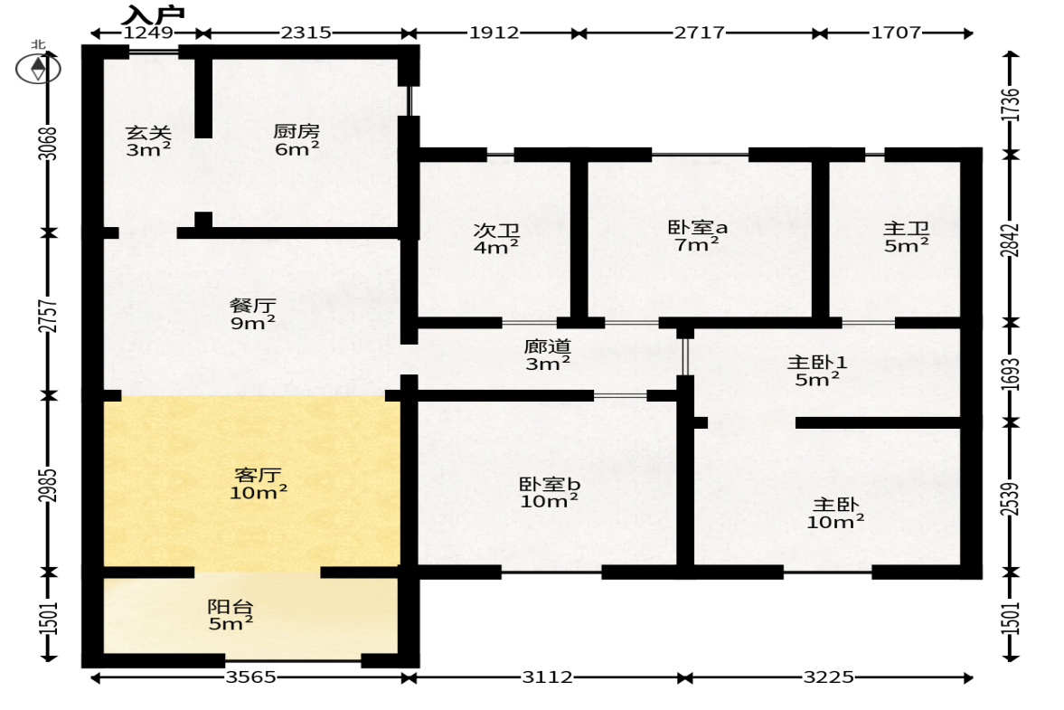 招商华发依云曦城  3室2厅2卫   110.00万户型图