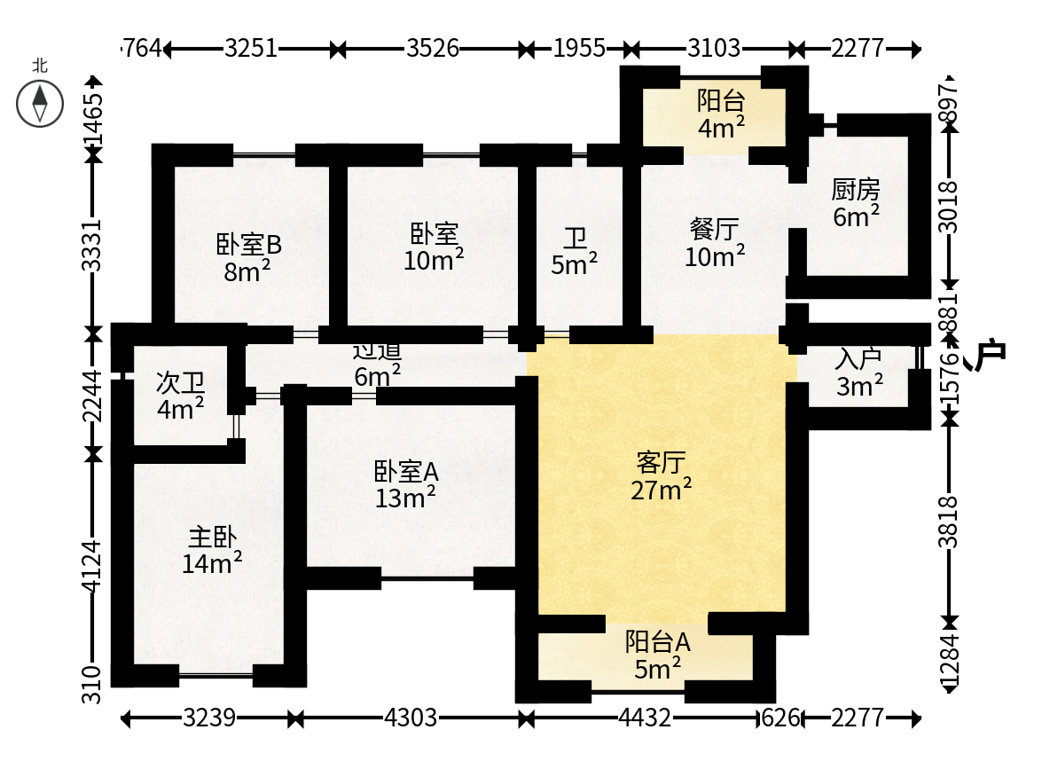 中建悦和城  4室2厅2卫   145.00万户型图