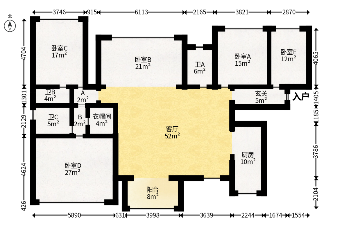 藏珑湖上国际花园  5室2厅3卫   260.00万户型图
