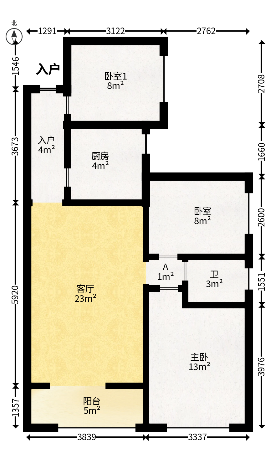 筑梦星园  3室2厅1卫   85.00万户型图