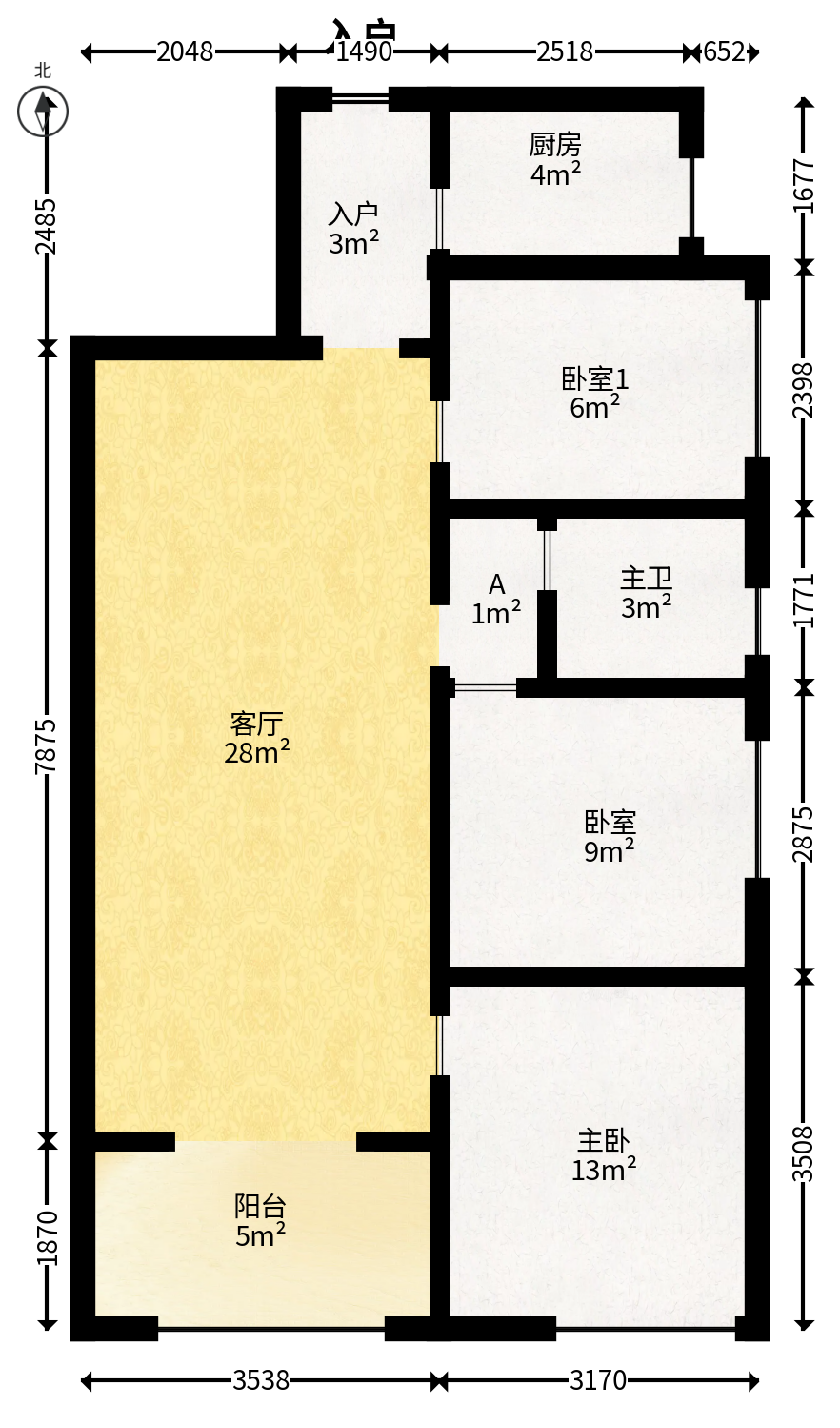 保利香槟国际  3室2厅1卫   75.00万户型图