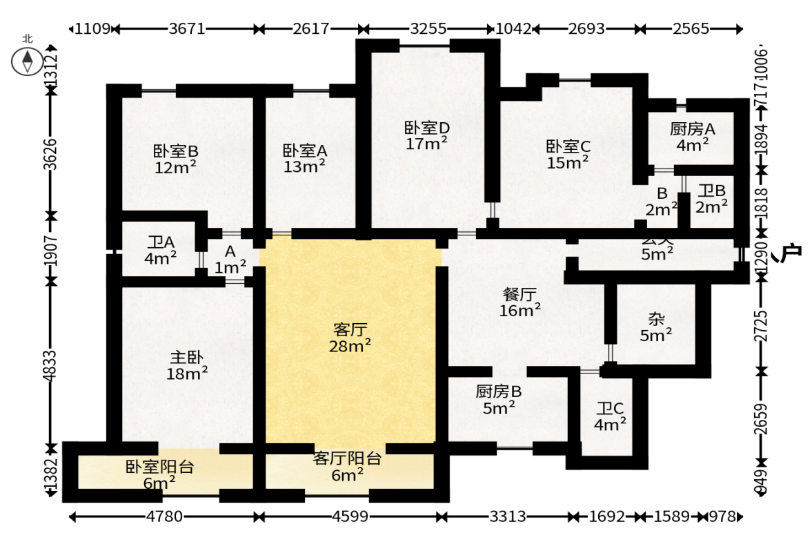 枫树园  1室1厅1卫   50.00万户型图