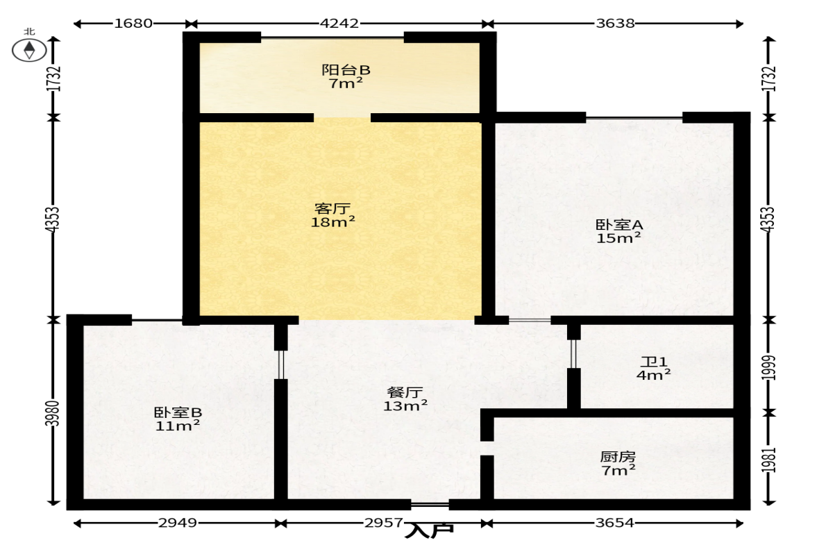 半山壹号  1室0厅0卫   93.00万户型图