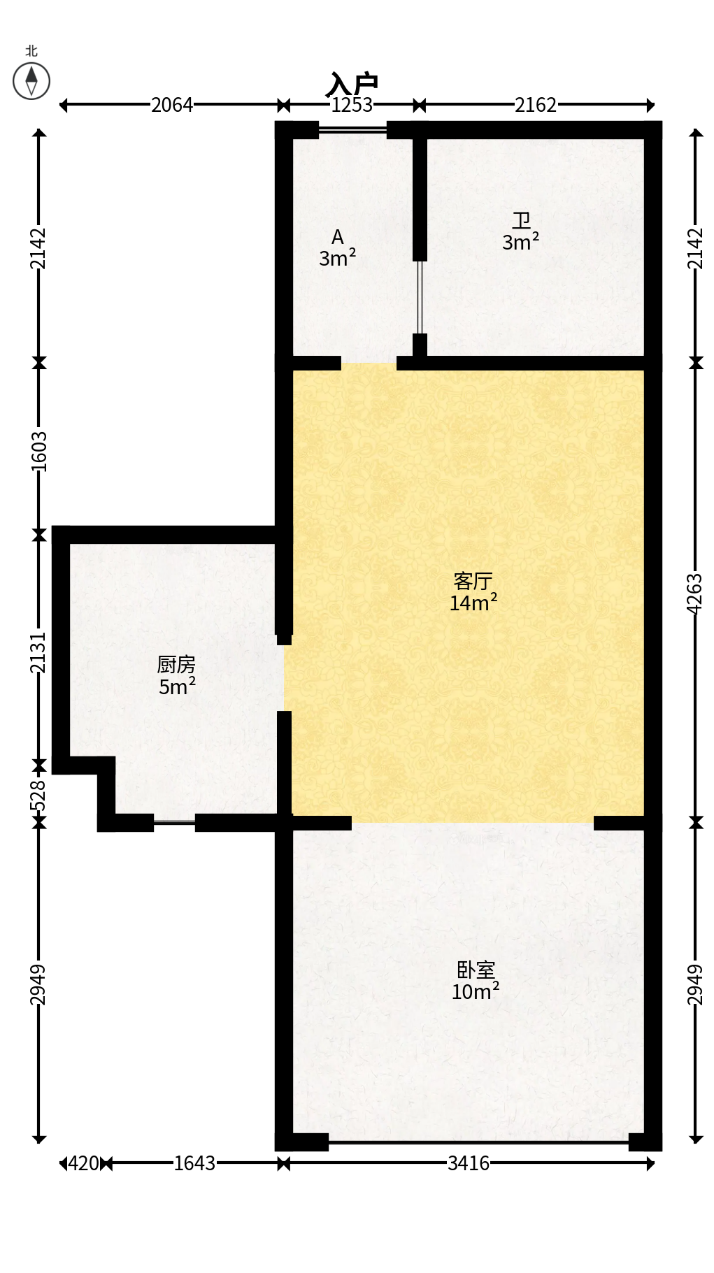 自由.com（自由大厦）  1室1厅1卫   30.00万户型图
