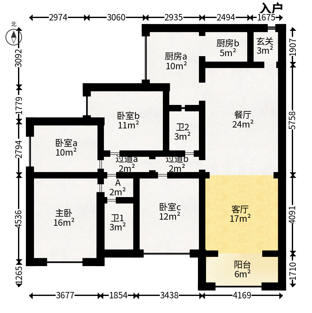 中粮自然天城  4室2厅2卫   98.00万户型图