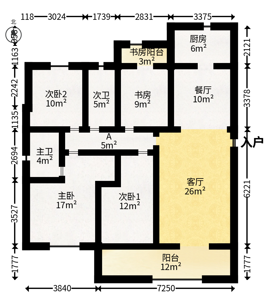长沙万境潇湘  4室2厅2卫   170.00万户型图