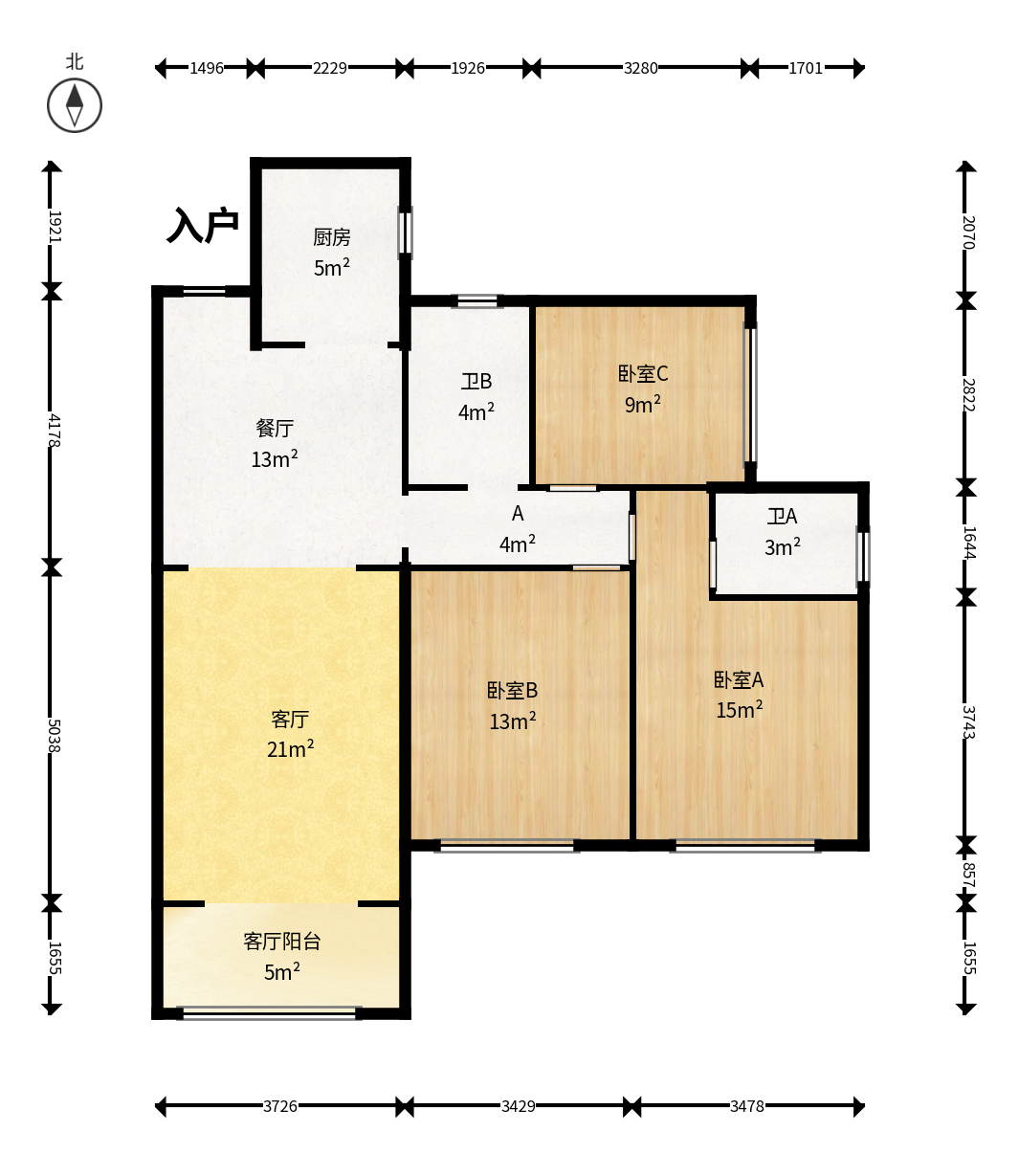 钰龙天下二期（钰龙佳园）  3室2厅2卫    198.0万户型图