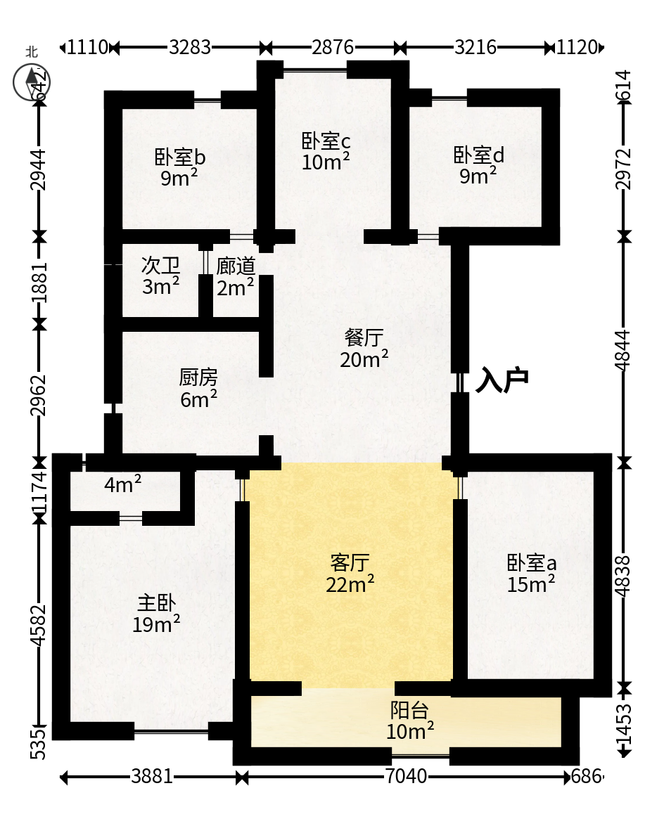 越秀亲爱里  4室2厅2卫   158.00万户型图