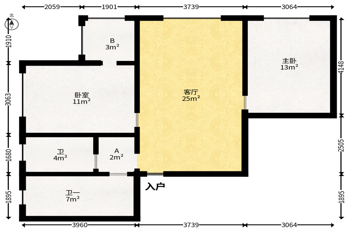 楚天世纪城西苑  2室2厅1卫   49.80万户型图