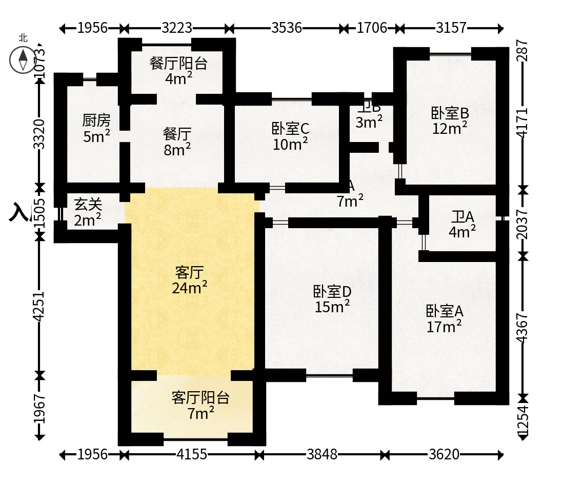 阳光丽城一期  4室2厅2卫   175.00万户型图