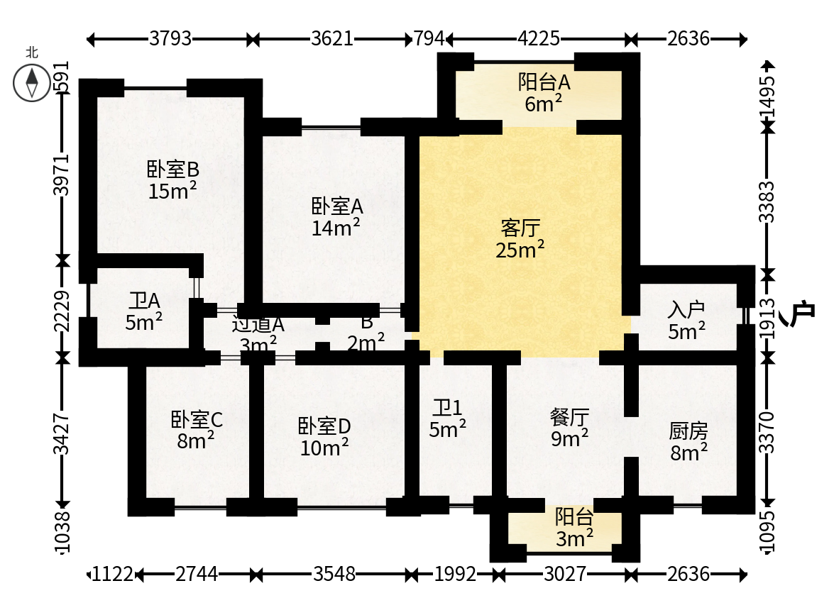 中建嘉和城凤凰台（中建瑞兴家园）  4室2厅2卫   165.00万户型图