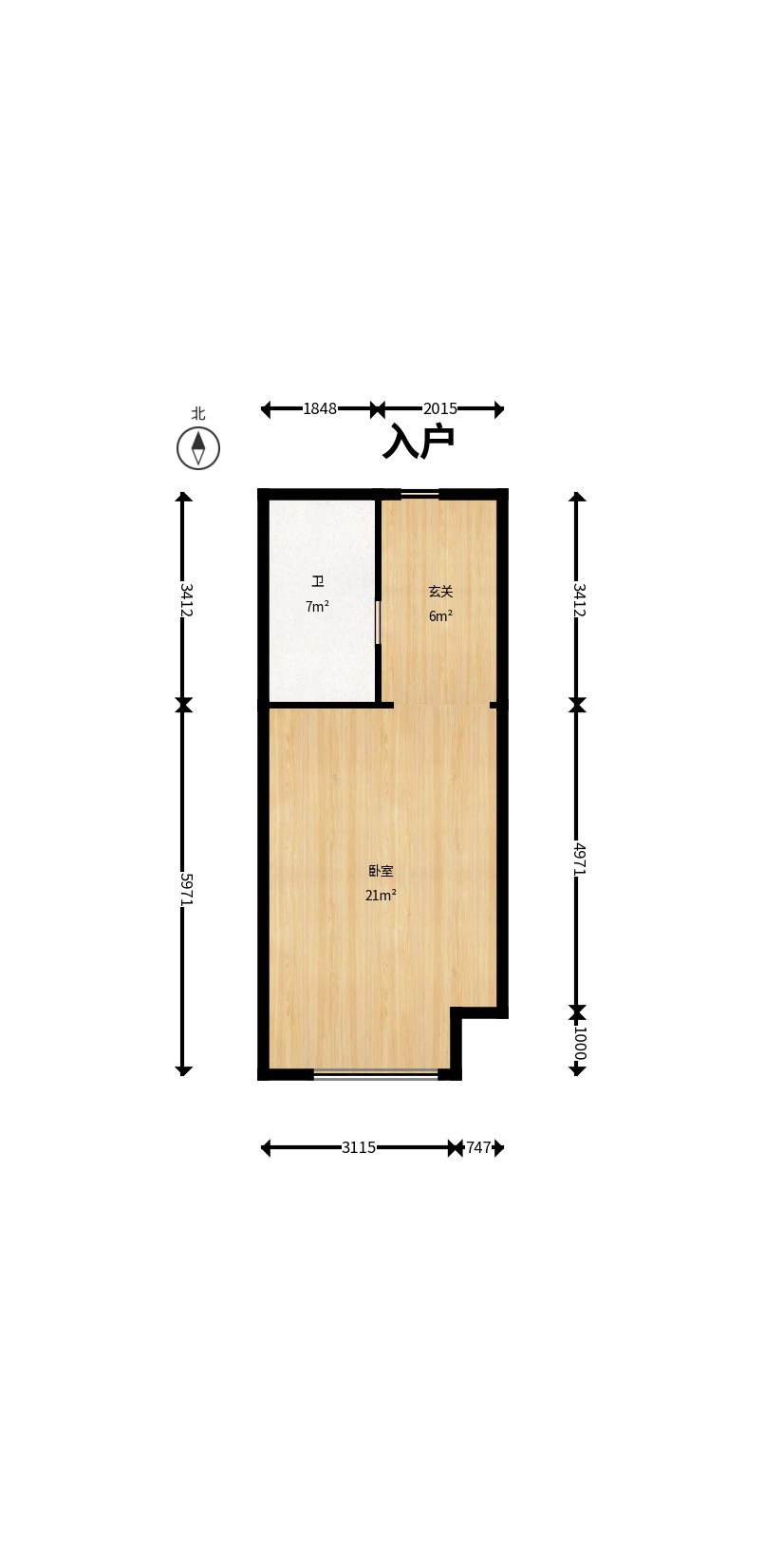 华润置地中心  1室1厅1卫   63.00万户型图