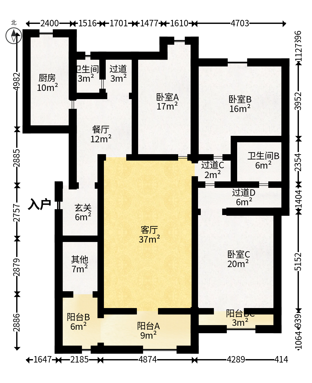 建鸿达华都（华都小户型及大华写字楼）  4室2厅2卫   239.00万户型图