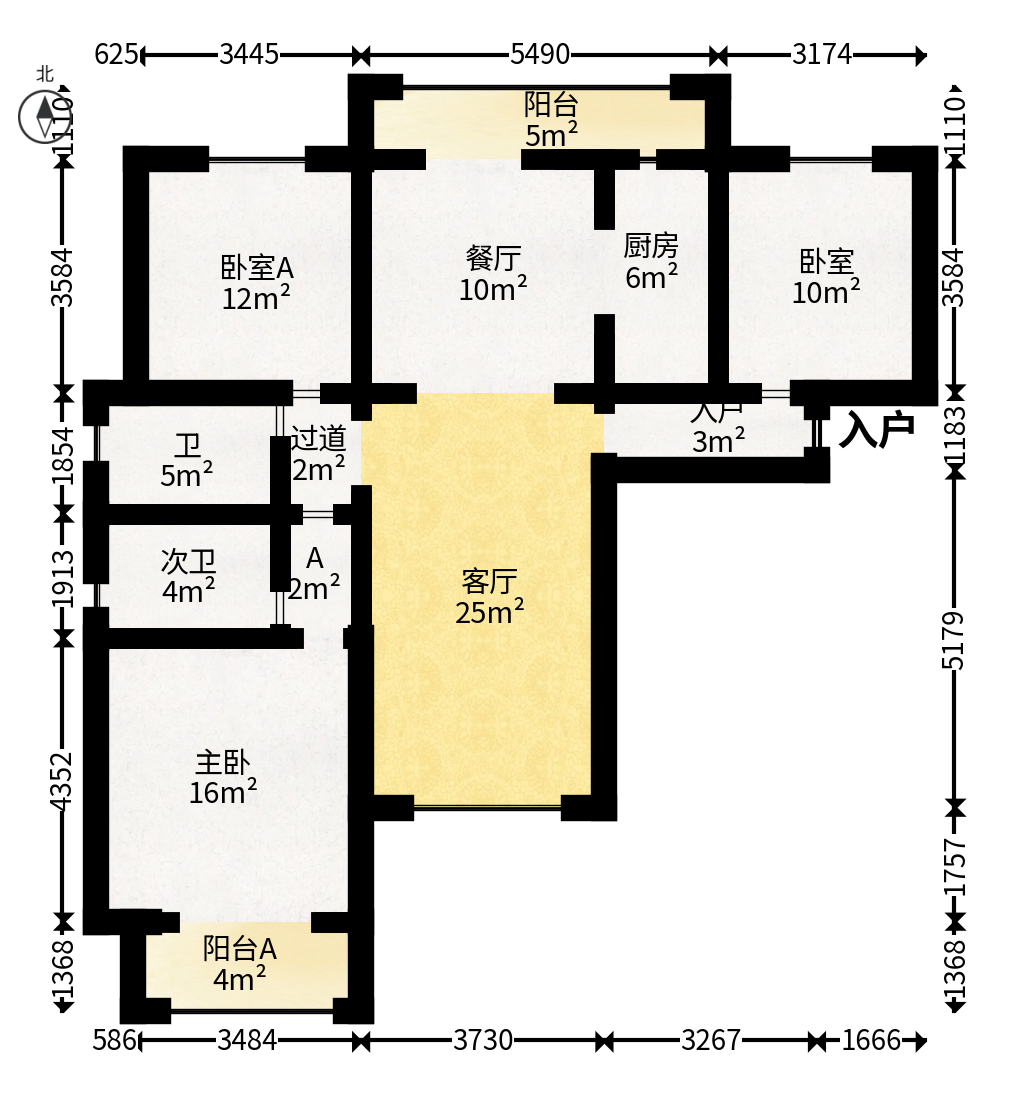 香槟小镇(香槟花苑）  3室2厅2卫   75.80万户型图
