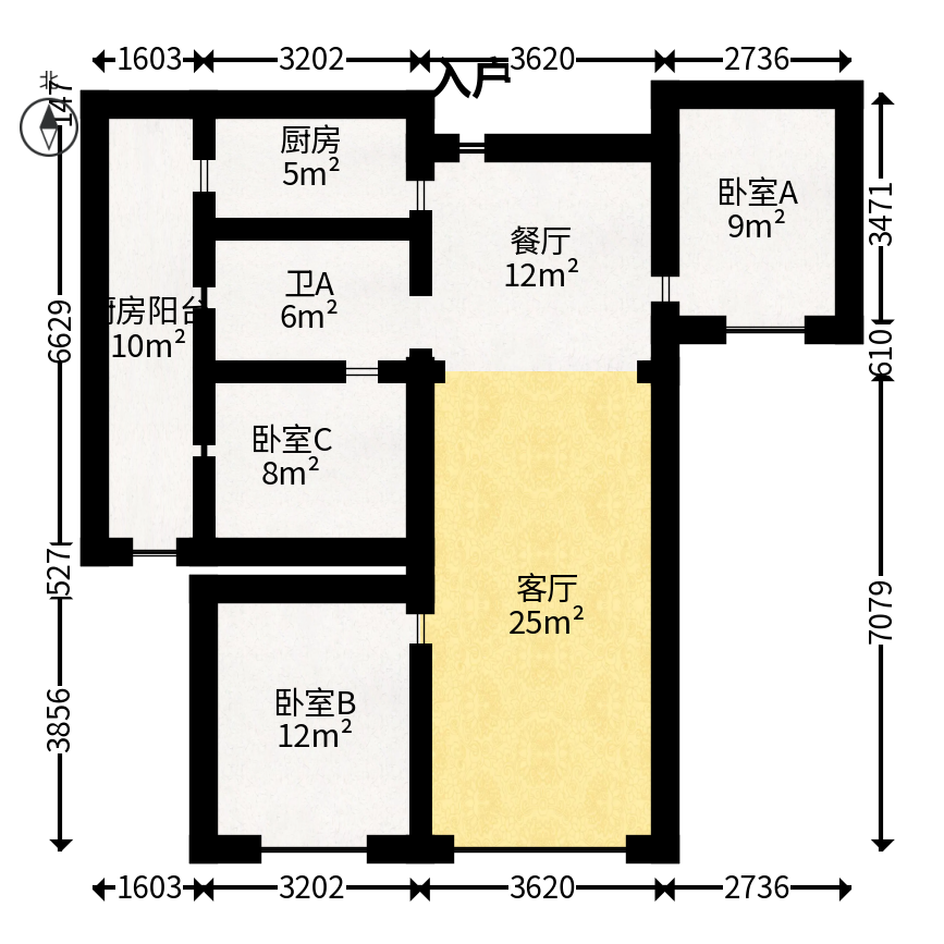 当代滨江MOMA  3室2厅1卫   108.00万户型图