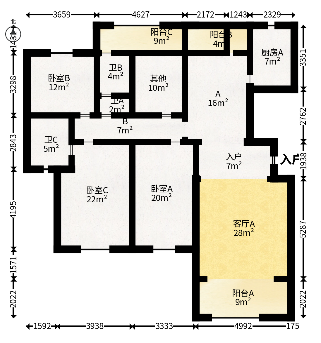 宏聚地中海  4室2厅2卫   160.00万户型图