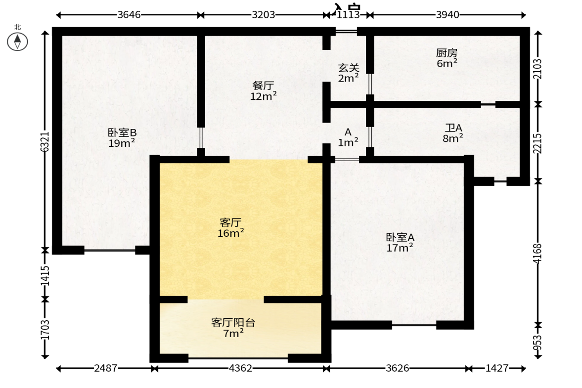 阳光丽城二期  3室2厅1卫   128.00万户型图