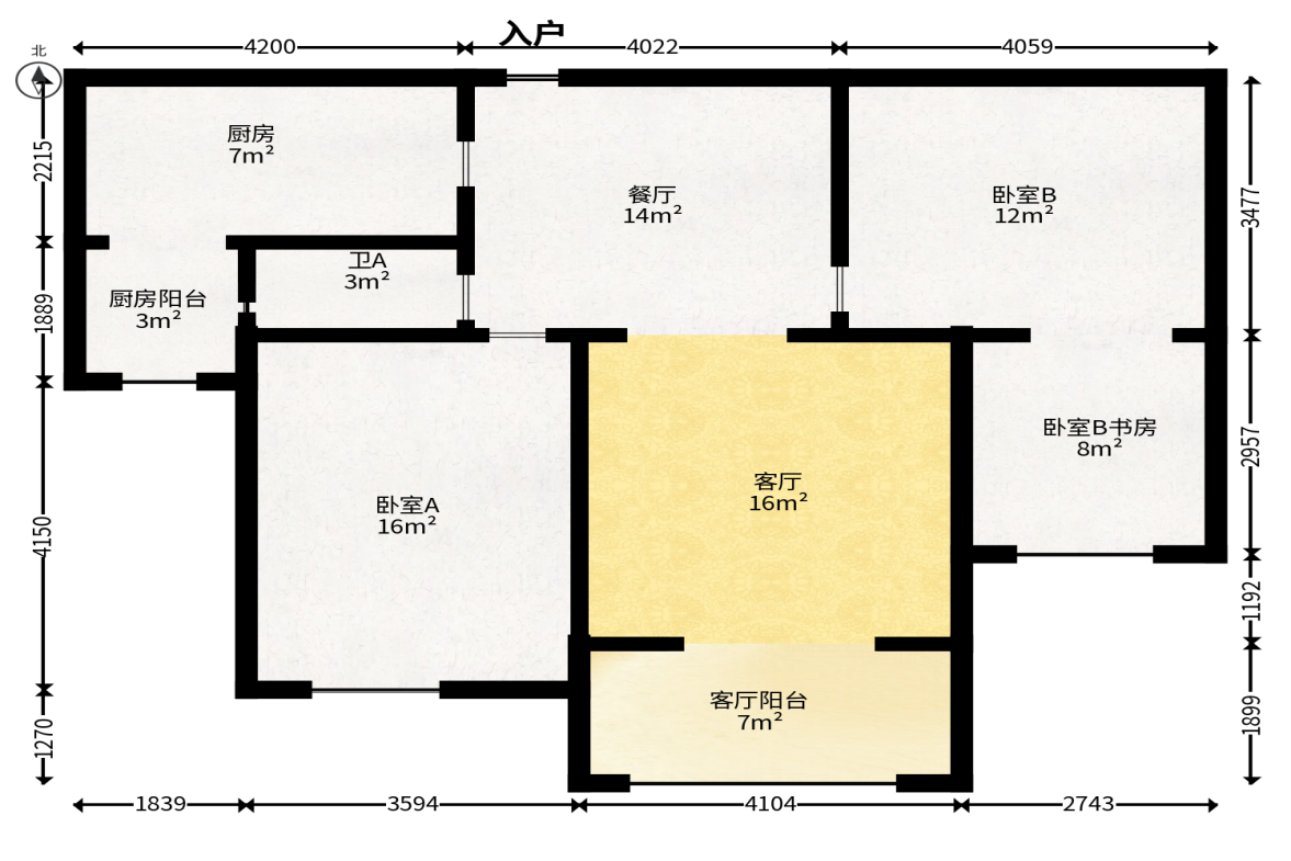阳光丽城二期  3室2厅1卫   132.00万户型图