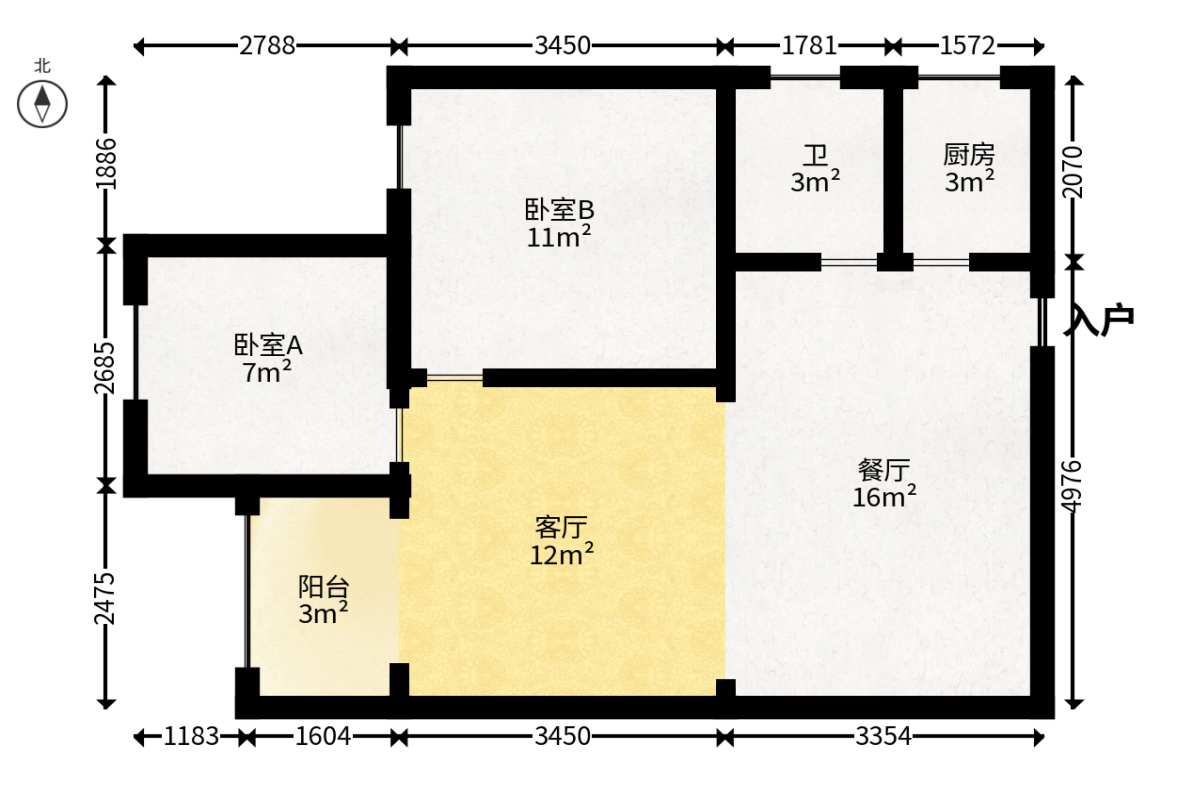 建鸿达现代公寓  2室1厅1卫   68.00万户型图