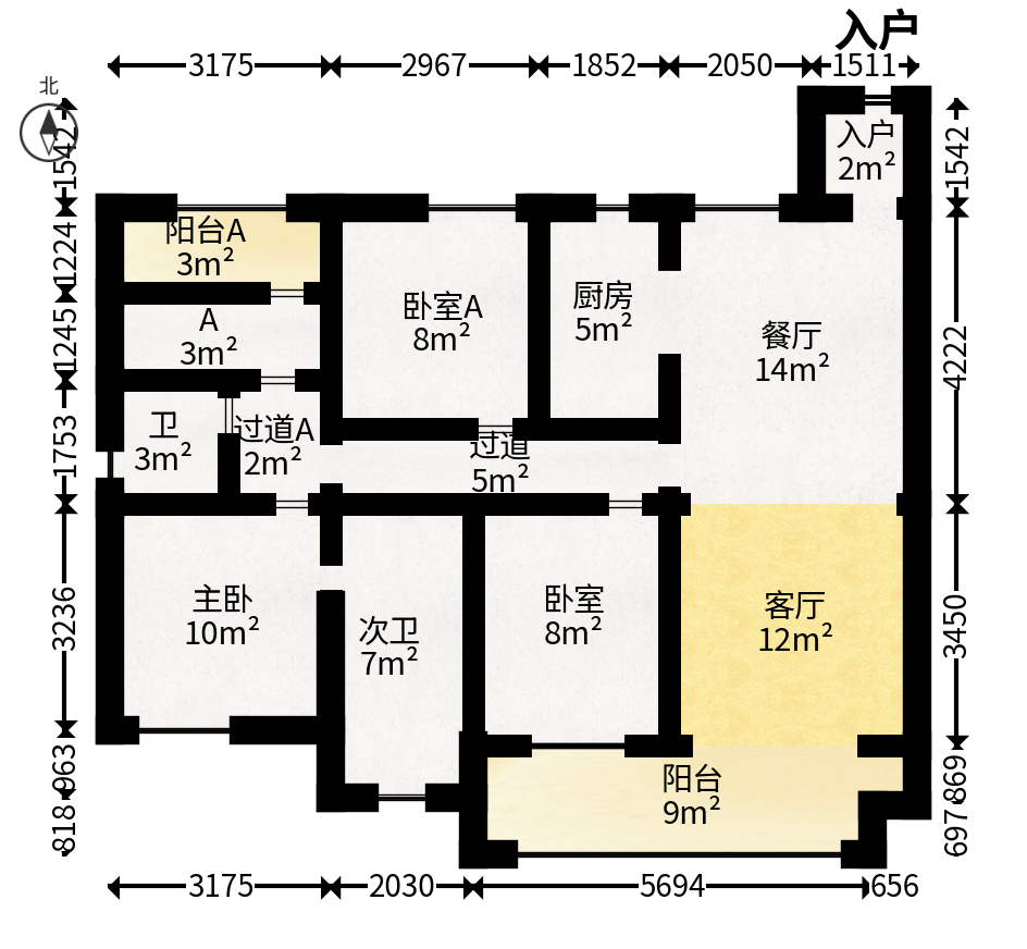 粤吉汇玺  4室2厅1卫    115.0万户型图