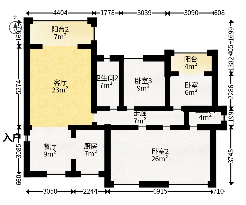 辉煌国际城三期  4室2厅2卫   139.00万户型图