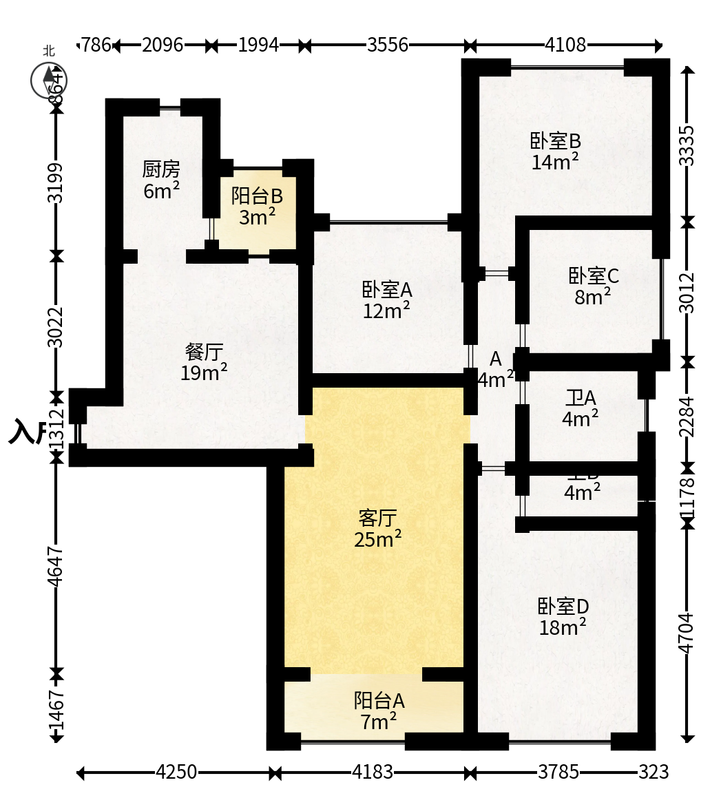恒大雅苑  4室2厅1卫   150.00万户型图