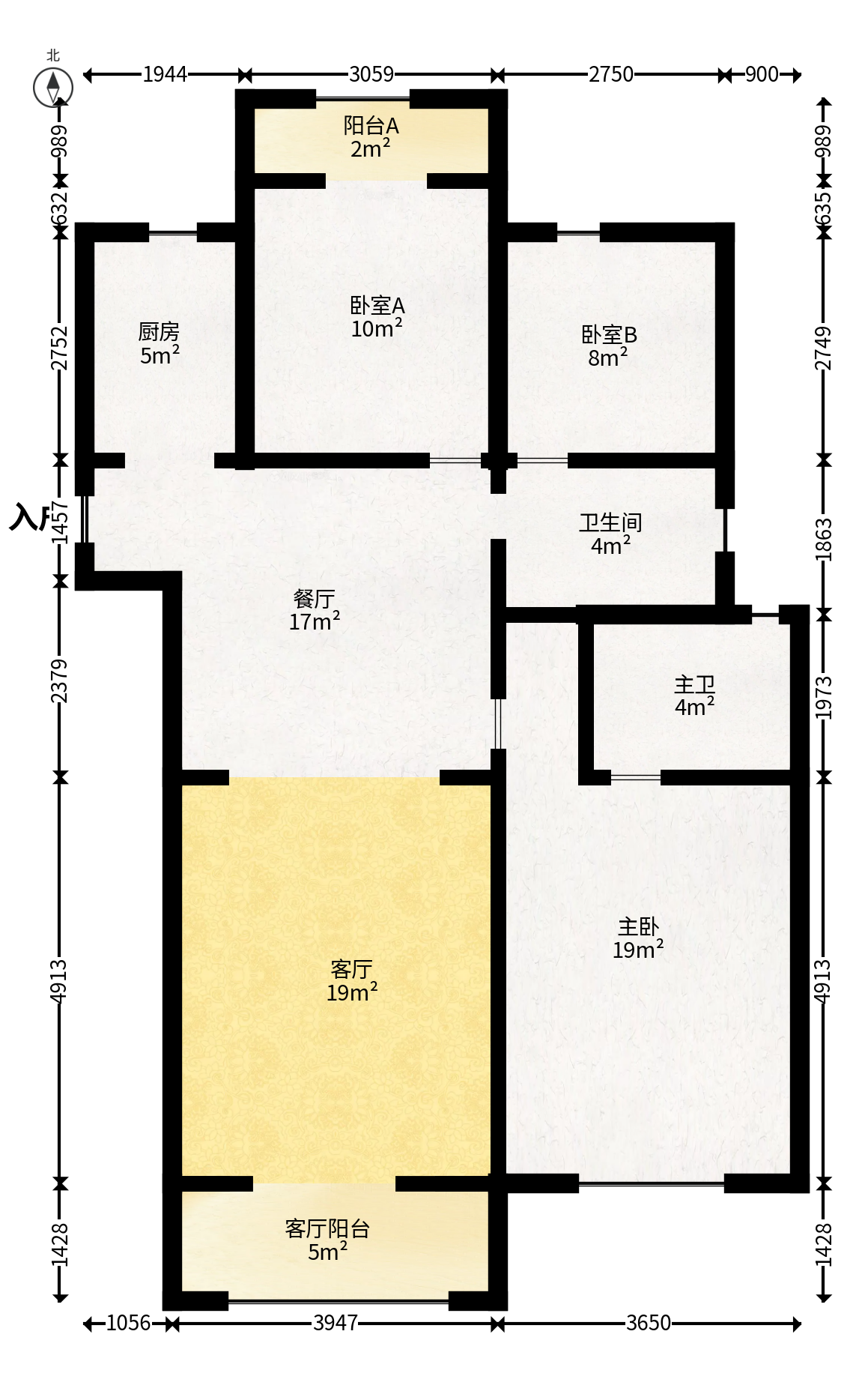 北辰中央公园DF区  3室2厅2卫    120.0万户型图