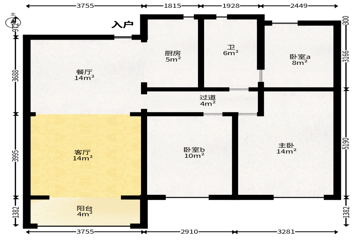 澳海澜庭  3室2厅1卫   60.00万户型图