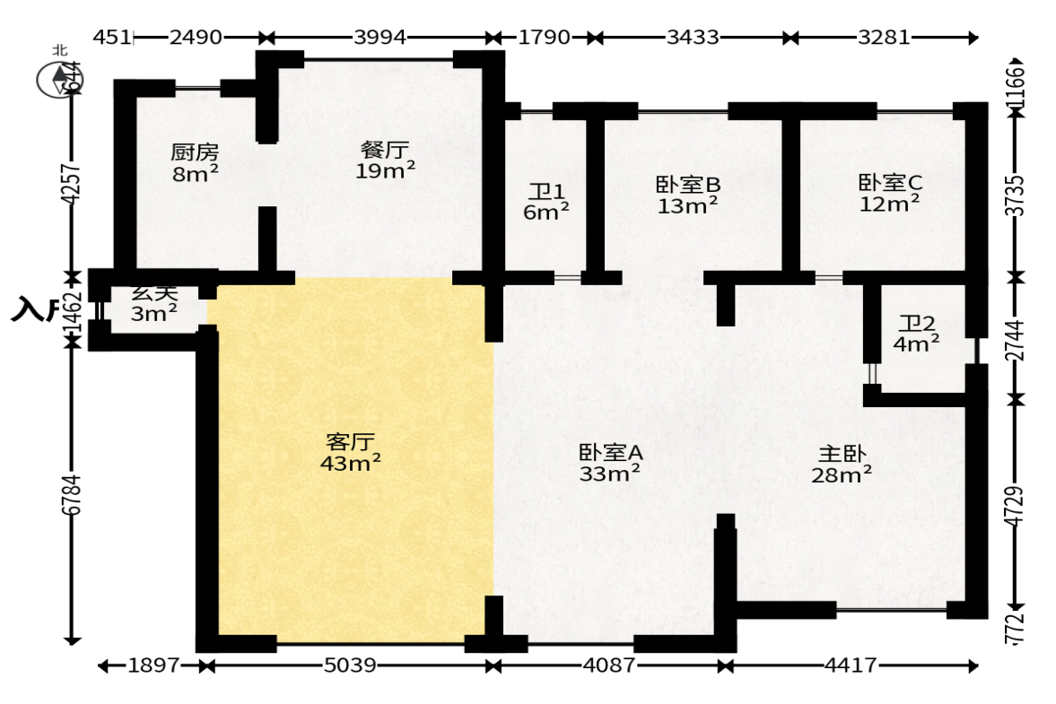 建投象山国际  4室2厅2卫   185.00万户型图
