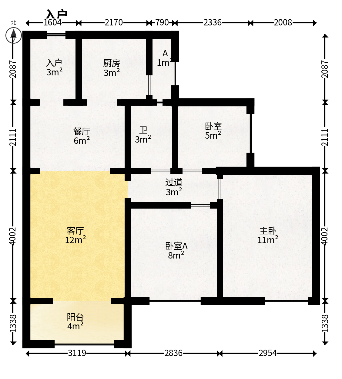 保利香槟国际  3室2厅1卫   85.00万户型图