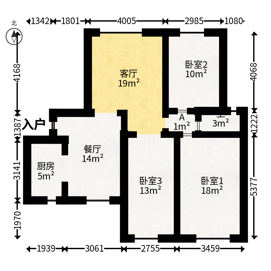 长盛岚庭  3室2厅1卫   96.00万户型图