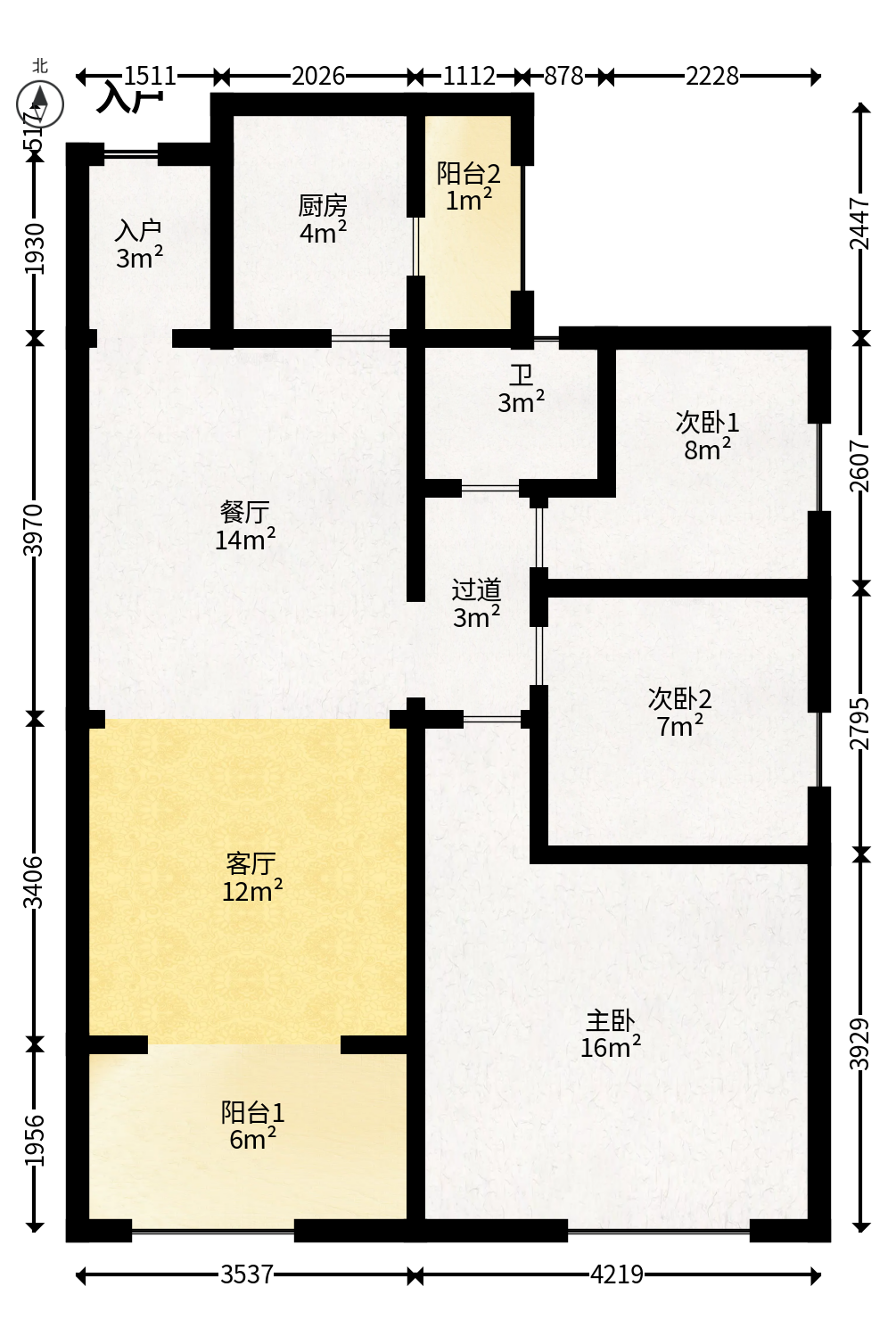 珠江郦城薰衣道  3室2厅1卫   88.00万户型图