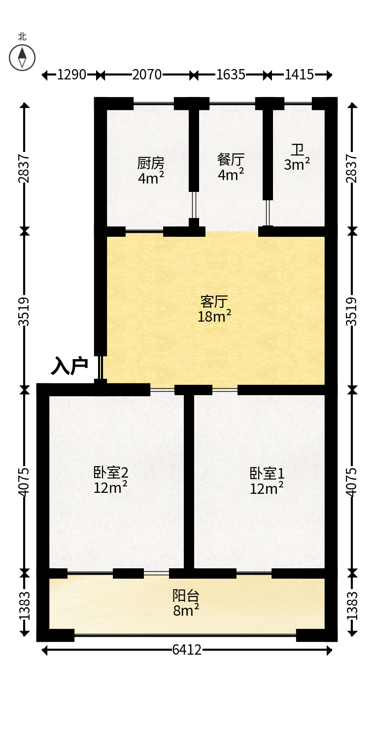 香樟路电信宿舍  2室1厅1卫   45.00万户型图