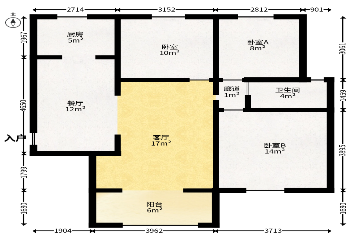 荣升家园（湘江熙岸）  3室2厅2卫   96.00万户型图