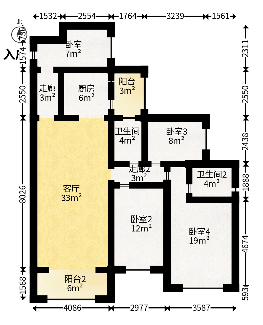 财汇新天地（财汇商务广场）  4室2厅2卫    68.0万户型图