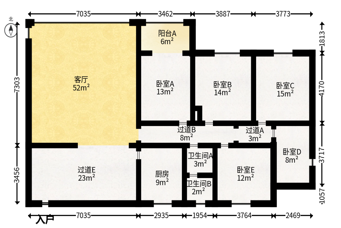 政力世纪大厦  1室2厅1卫   150.00万户型图
