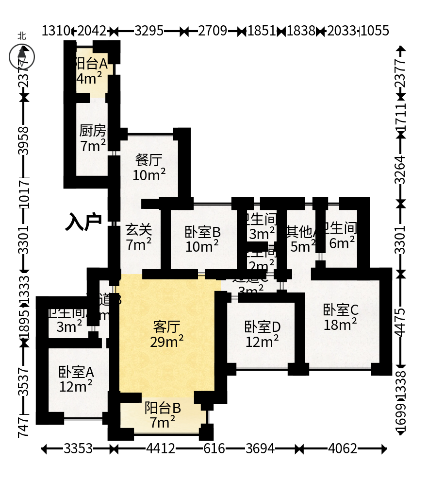 华润凤凰城三期  4室2厅2卫   130.00万户型图