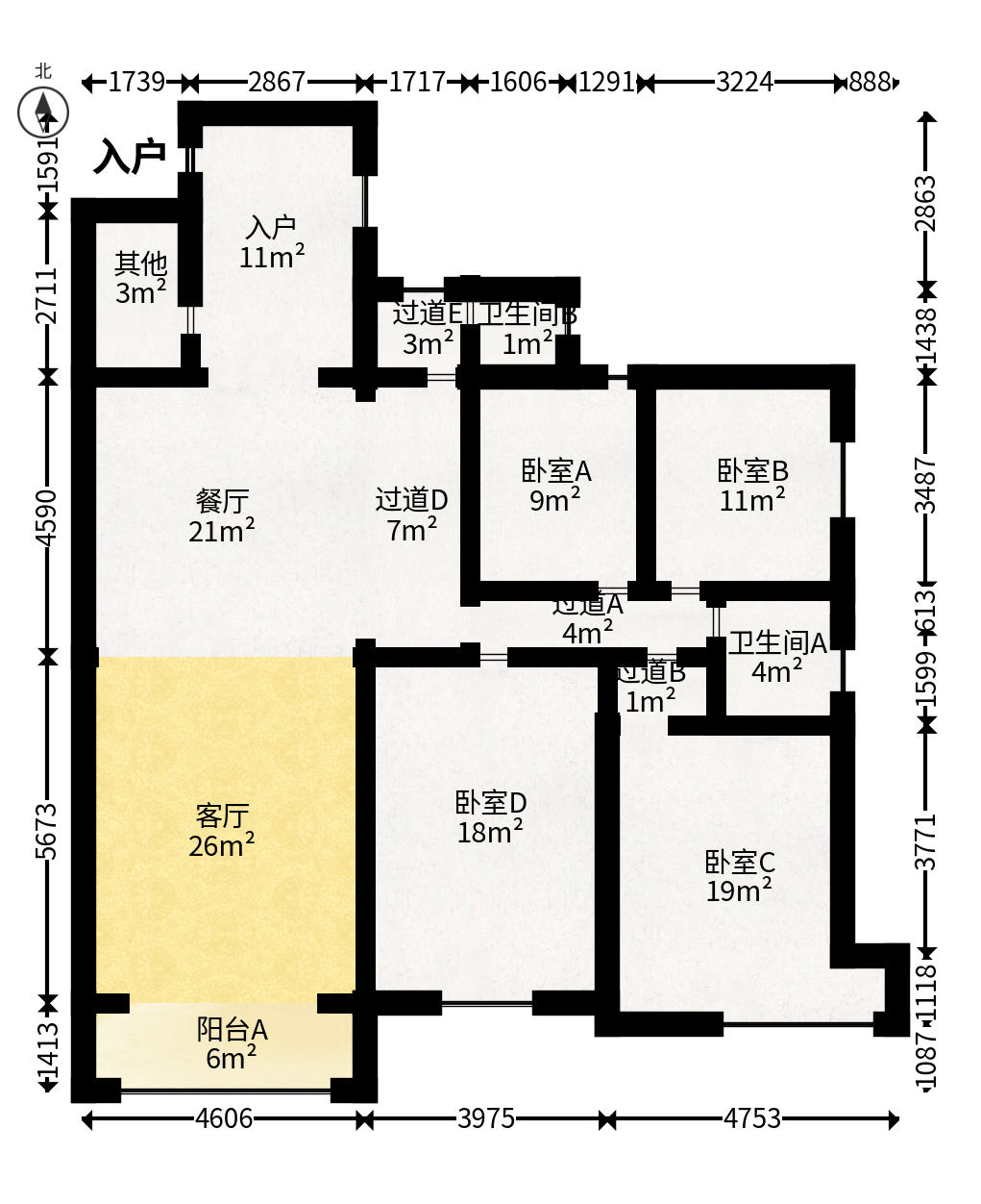 新世纪花苑  4室2厅2卫   145.00万户型图