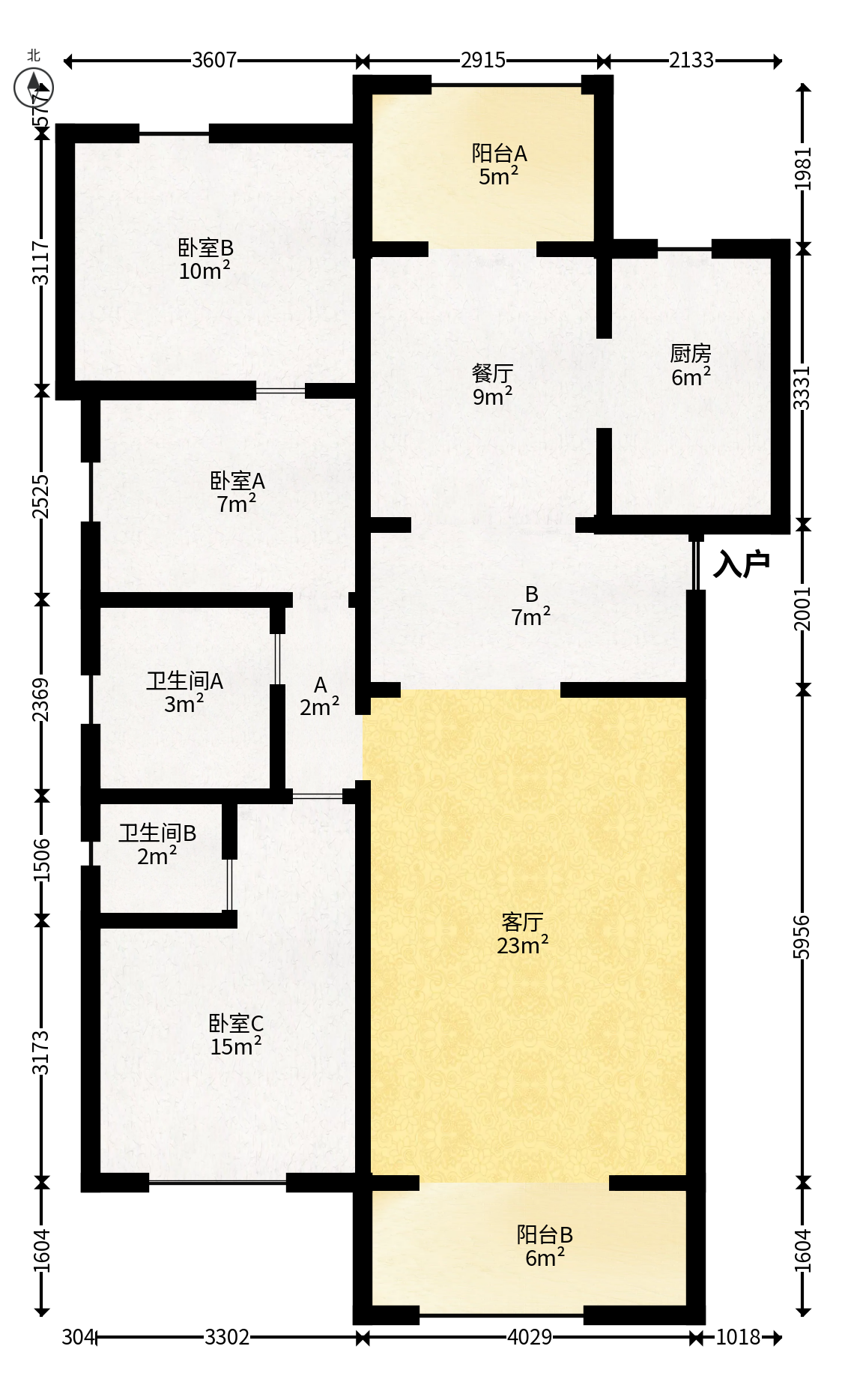 五矿万境蓝山  3室2厅2卫   138.00万户型图