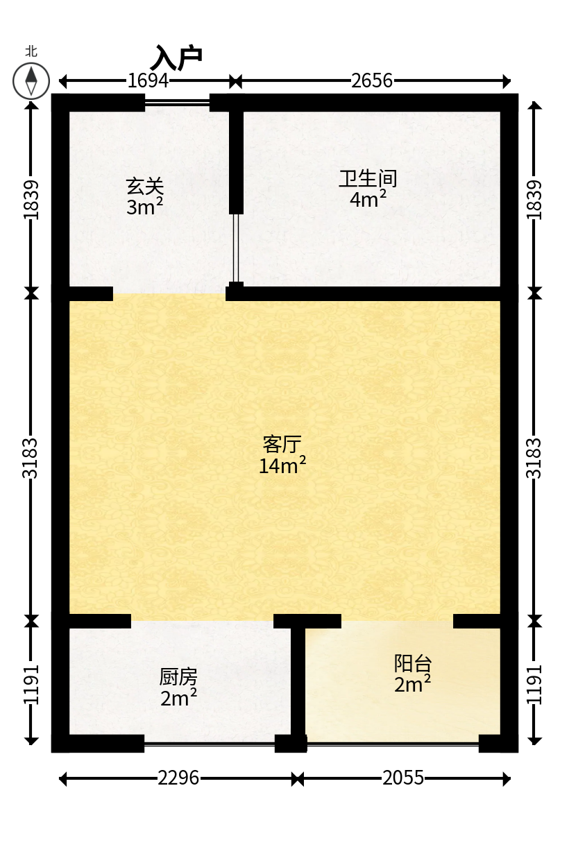 环宇天地、中海地产（中信城市广场二期）  1室1厅1卫    29.0万户型图
