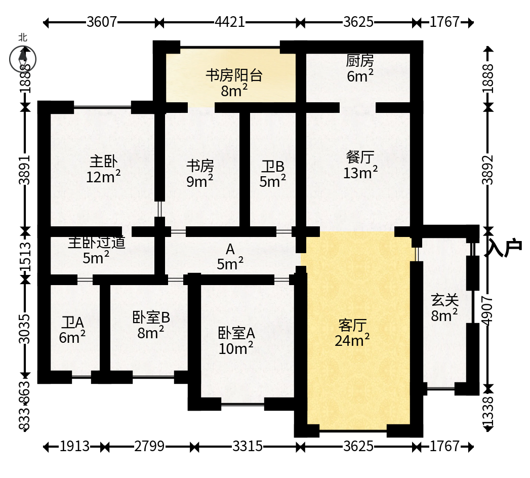 钰龙天下一期  4室2厅1卫   350.00万户型图