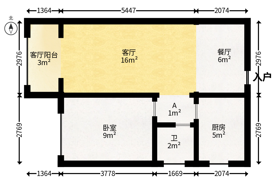 上林国际  1室1厅1卫   38.00万户型图