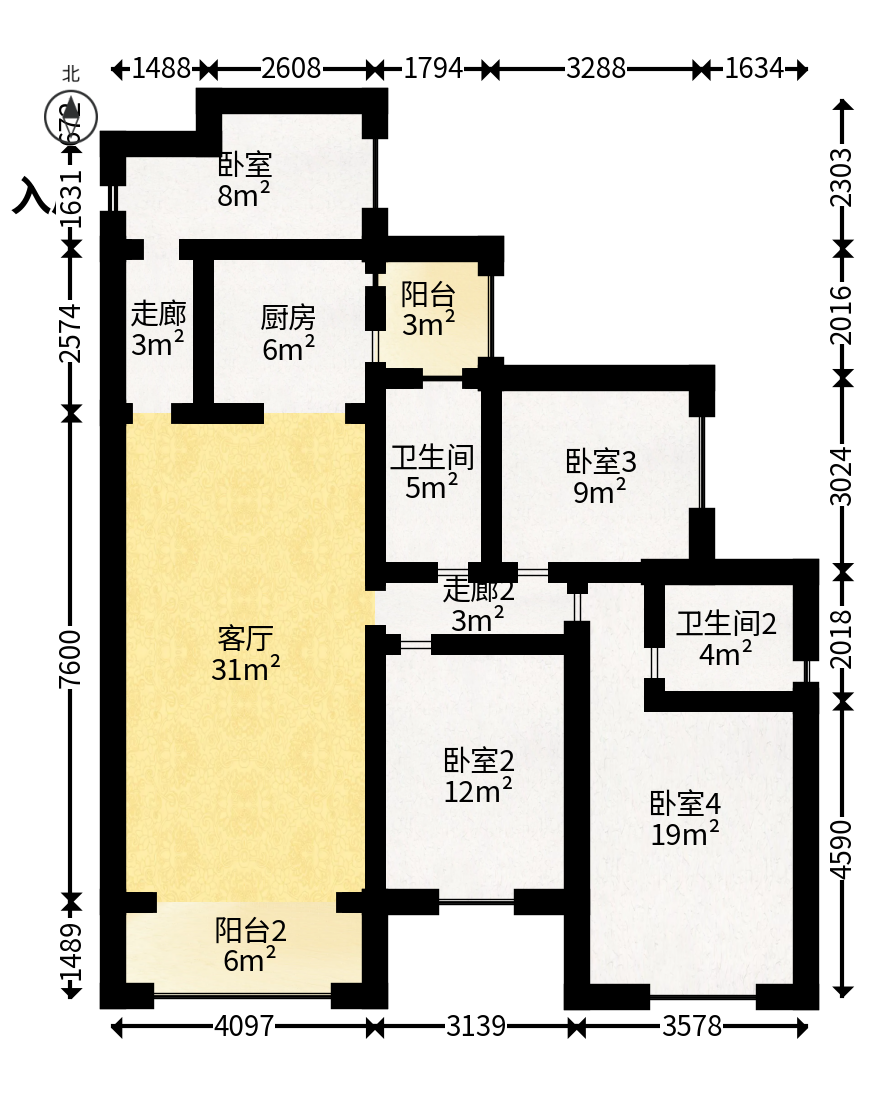 财汇新天地（财汇商务广场）  4室2厅2卫   74.00万户型图